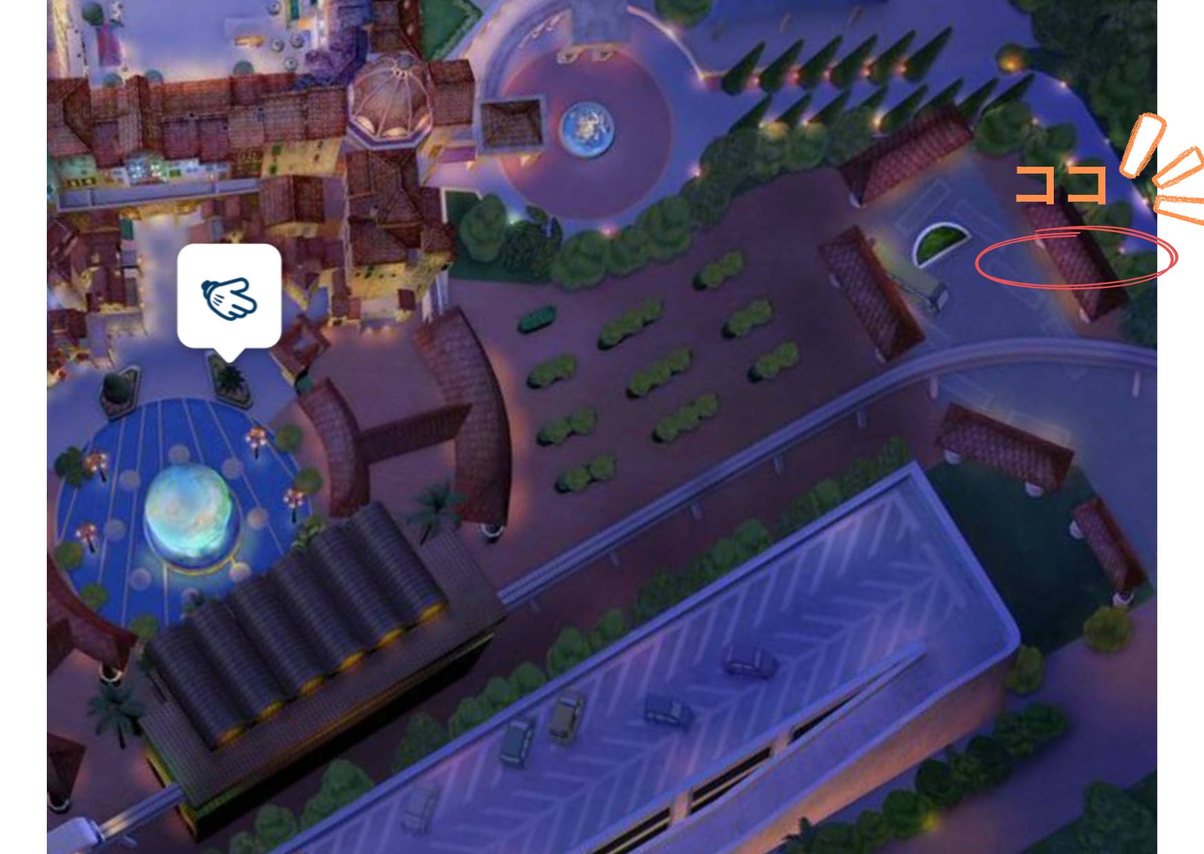 東京ディズニーシーから池袋行きバスに乗るためのノース側乗り場の位置を示す画像