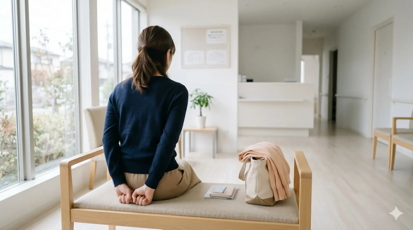 婦人科の待合室で不安そうに座る女性をイメージしたアイキャッチ画像