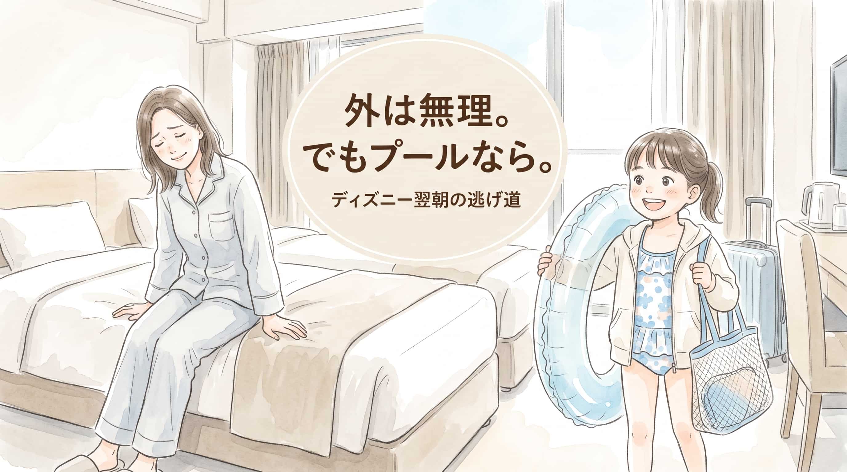 ディズニー翌朝にヒルトン東京ベイのプールで子どもを遊ばせたい家族向けのアイキャッチ画像