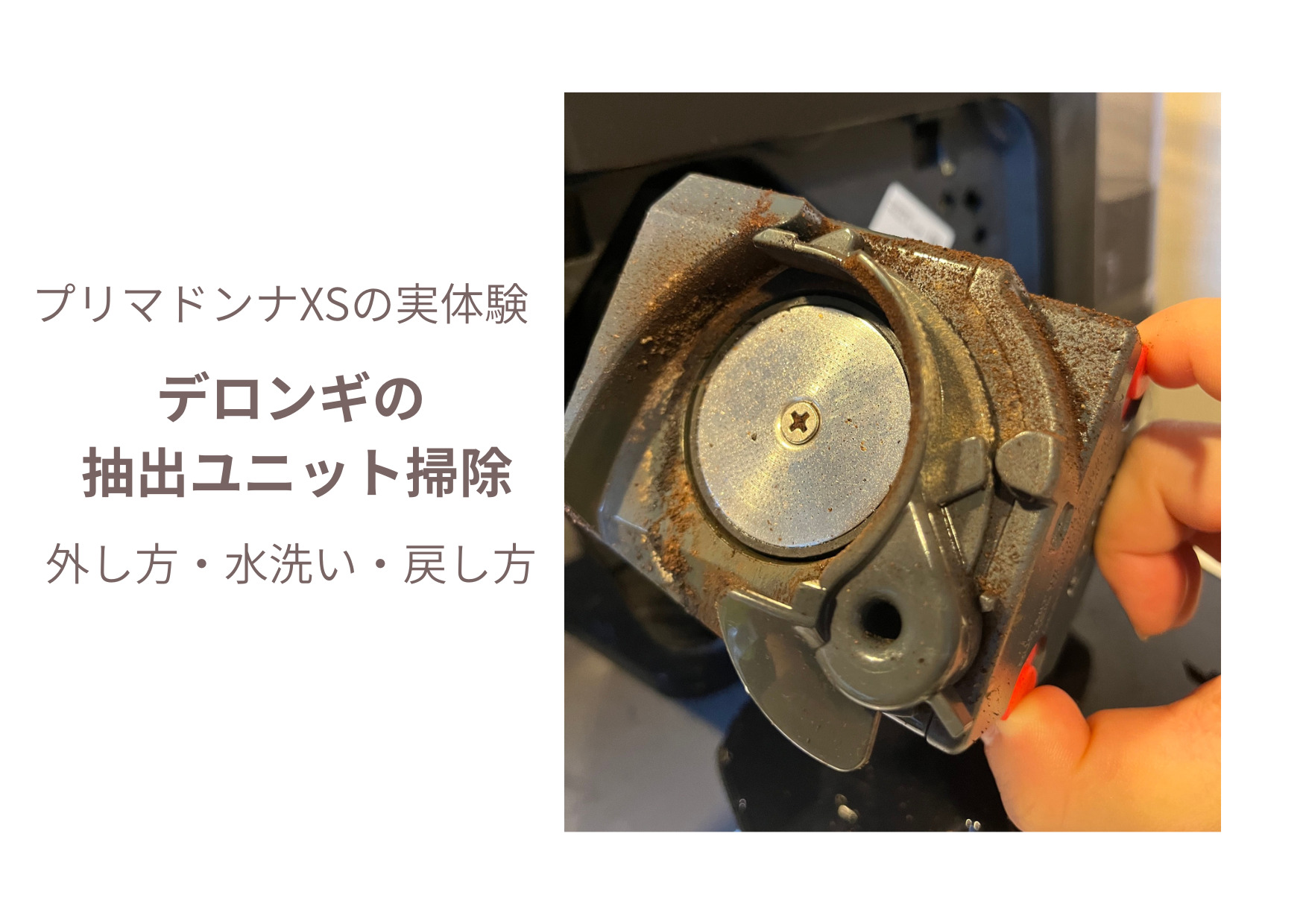 デロンギ プリマドンナXSの抽出ユニット掃除｜外し方・水洗い・戻し方