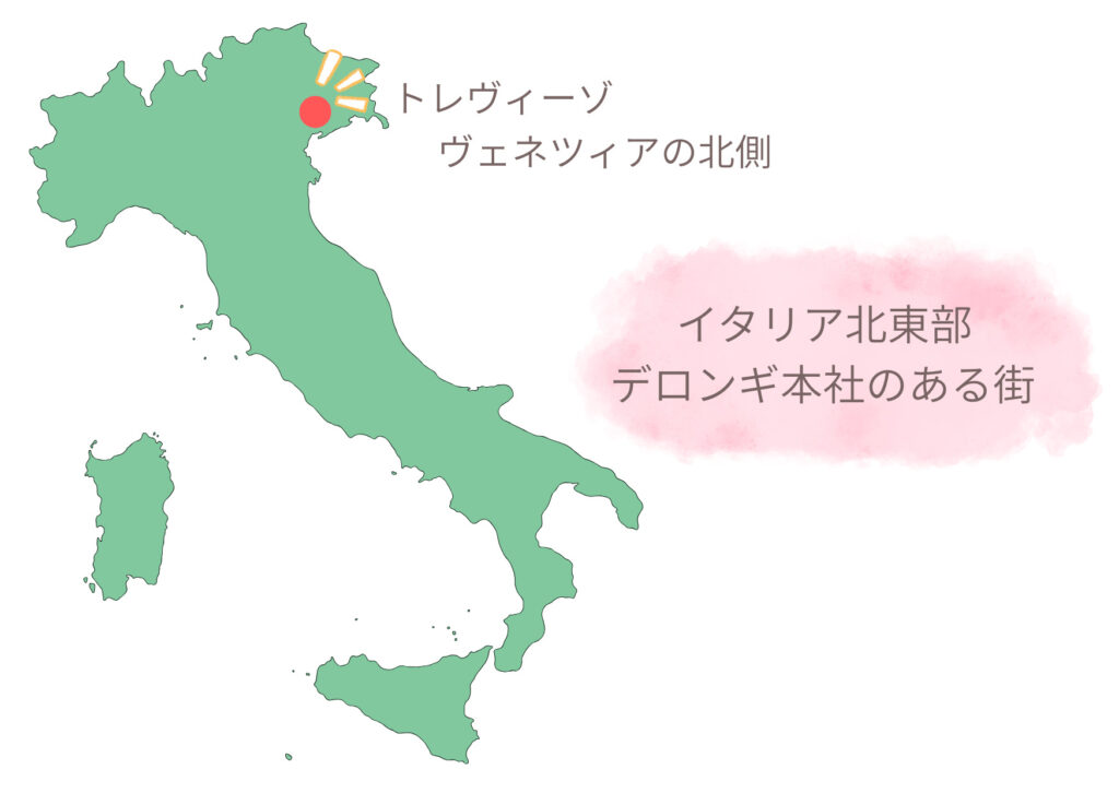 イタリア北東部にあるトレヴィーゾの位置を示した地図