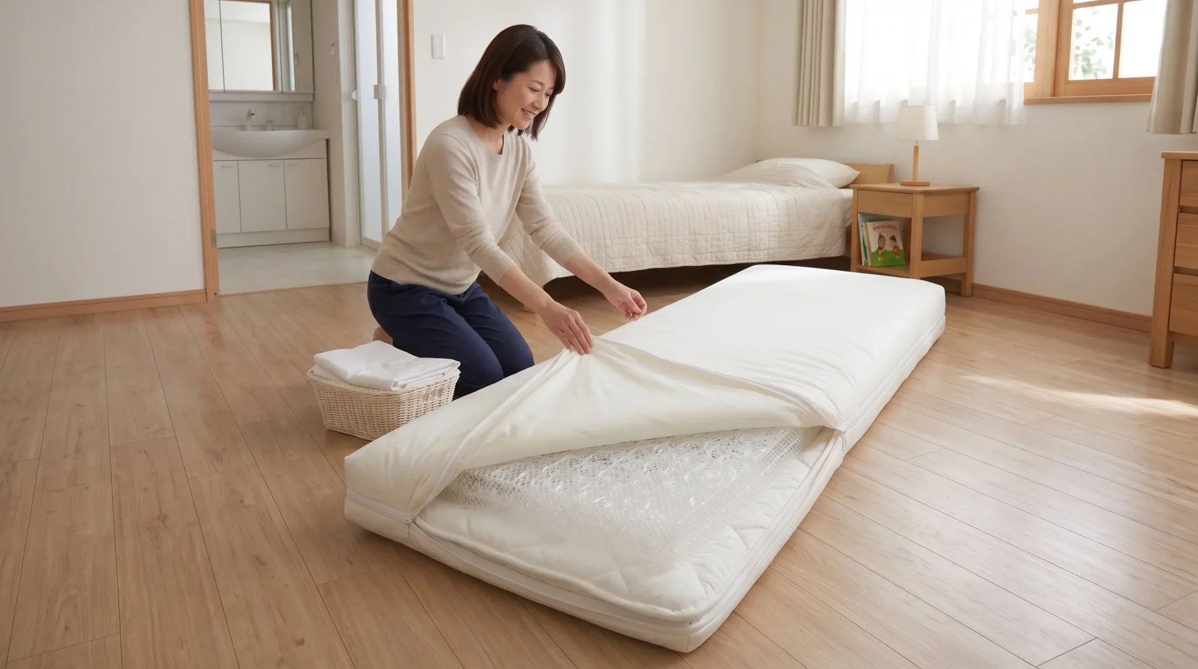 上層・立体網状の中芯・下層を取り外せる洗える敷布団